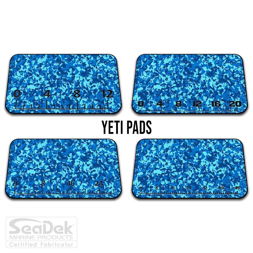 USATuff SeaDek ruler cooler pad for YETI – AquaCamo/Black EVA foam pad with built-in fish measuring ruler; non-skid, custom-fit YETI cooler top accessory.