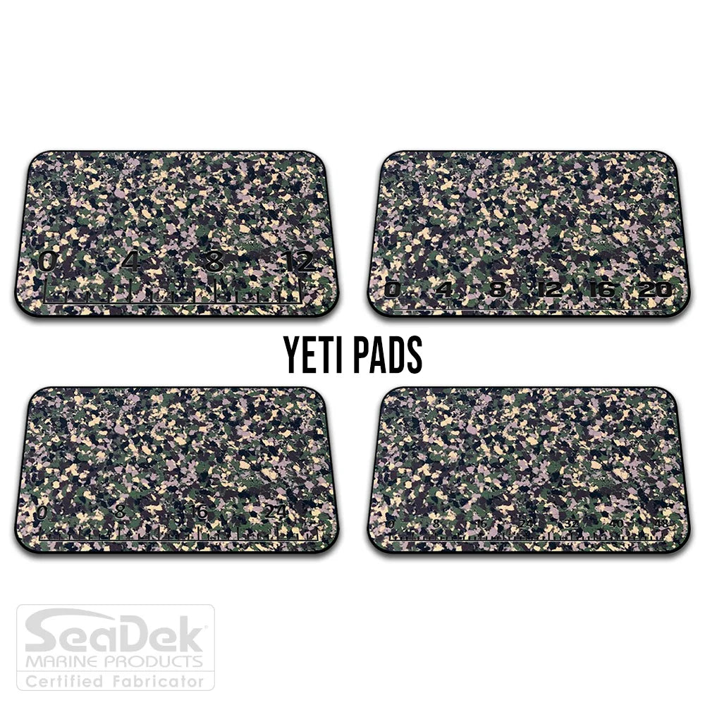 USATuff SeaDek ruler cooler pad for YETI – ArmyCamo/Black EVA foam pad with built-in fish measuring ruler; non-skid, custom-fit YETI cooler top accessory.