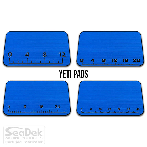 USATuff SeaDek ruler cooler pad for YETI – BiminiBlue/Black EVA foam pad with built-in fish measuring ruler; non-skid, custom-fit YETI cooler top accessory.