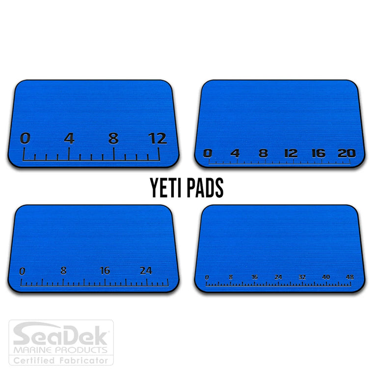 USATuff SeaDek ruler cooler pad for YETI – BiminiBlue/Black EVA foam pad with built-in fish measuring ruler; non-skid, custom-fit YETI cooler top accessory.