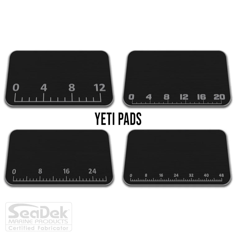  USATuff SeaDek ruler cooler pad for YETI – Black/StormGray EVA foam pad with built-in fish measuring ruler; non-skid, custom-fit YETI cooler top accessory.