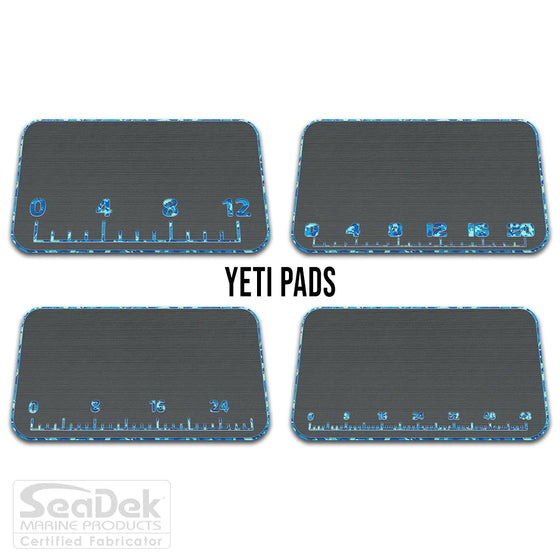  USATuff SeaDek ruler cooler pad for YETI – DarkGray/AquaCamo EVA foam pad with built-in fish measuring ruler; non-skid, custom-fit YETI cooler top accessory.