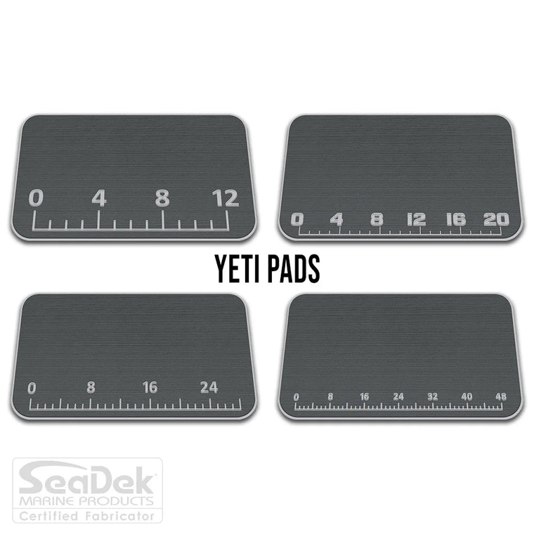  USATuff SeaDek ruler cooler pad for YETI – DarkGray/StormGray EVA foam pad with built-in fish measuring ruler; non-skid, custom-fit YETI cooler top accessory.