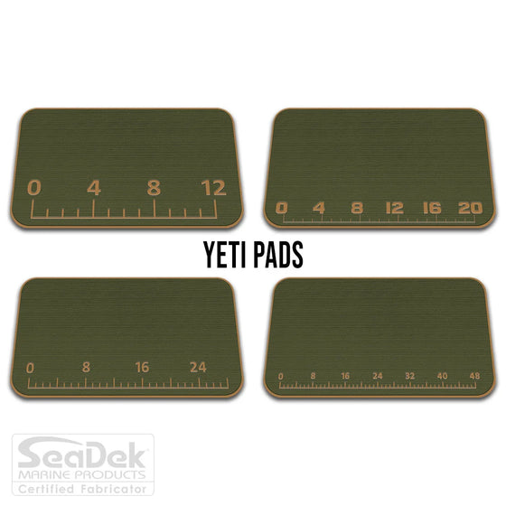 USATuff SeaDek ruler cooler pad for YETI – OliveGreen/Mocha EVA foam pad with built-in fish measuring ruler; non-skid, custom-fit YETI cooler top accessory.