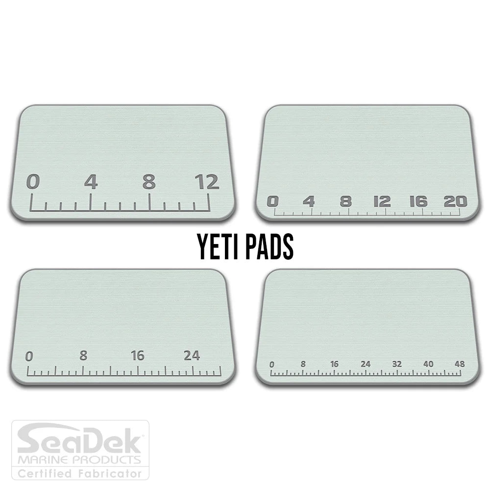 USATuff SeaDek ruler cooler pad for YETI – Seafoam/StormGray EVA foam pad with built-in fish measuring ruler; non-skid, custom-fit YETI cooler top accessory.