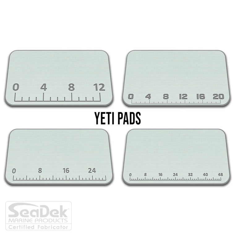 USATuff SeaDek ruler cooler pad for YETI – Seafoam/StormGray EVA foam pad with built-in fish measuring ruler; non-skid, custom-fit YETI cooler top accessory.