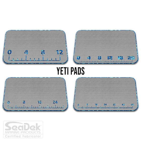  USATuff SeaDek ruler cooler pad for YETI – StormGray/AquaCamo EVA foam pad with built-in fish measuring ruler; non-skid, custom-fit YETI cooler top accessory.