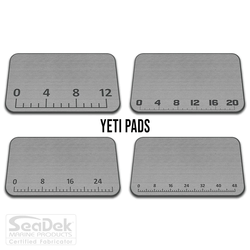 USATuff SeaDek ruler cooler pad for YETI – StormGray/DarkGray EVA foam pad with built-in fish measuring ruler; non-skid, custom-fit YETI cooler top accessory.