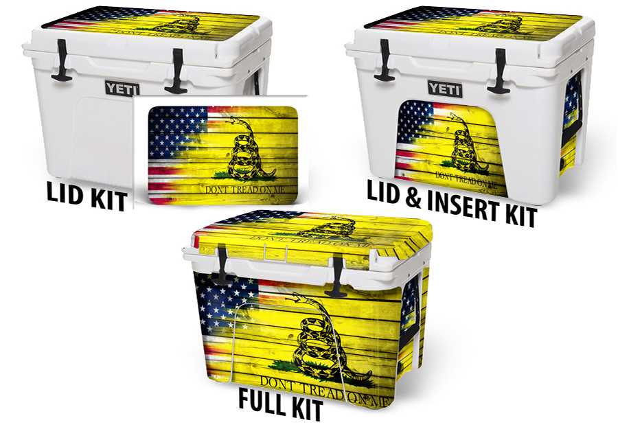 USATuff Cooler Accessories Ice Chest Graphic Sticker Decal Kits - USA Don’t Tread Wood