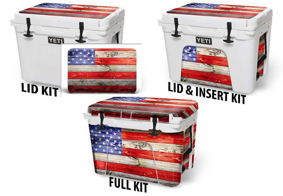 USATuff Cooler Accessories Ice Chest Graphic Sticker Decal Kits - USA Flag Color
