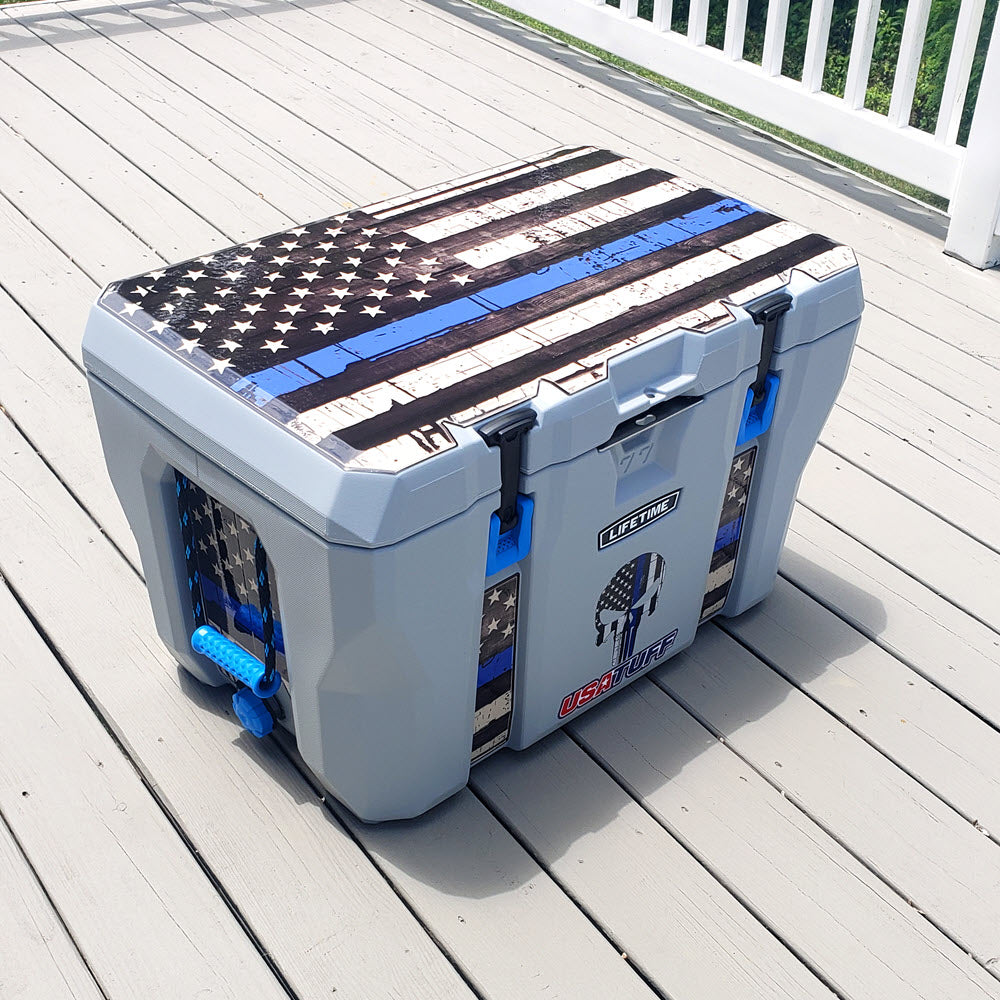 USATuff Cooler Wrap Skin - Thin Blue Line Flag