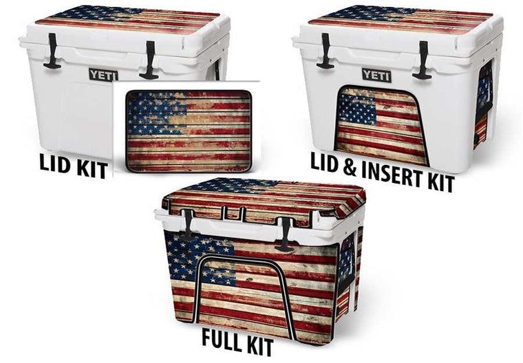 USATuff Cooler Accessories Ice Chest Graphic Sticker Decal Kits - Old Glory