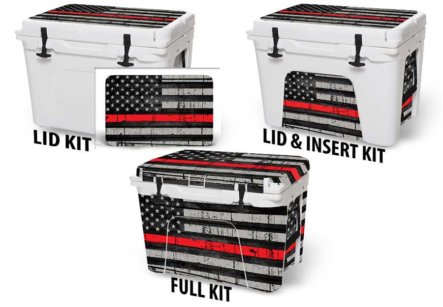 USATuff Cooler Accessories Ice Chest Graphic Sticker Decal Kits - USA Red Line