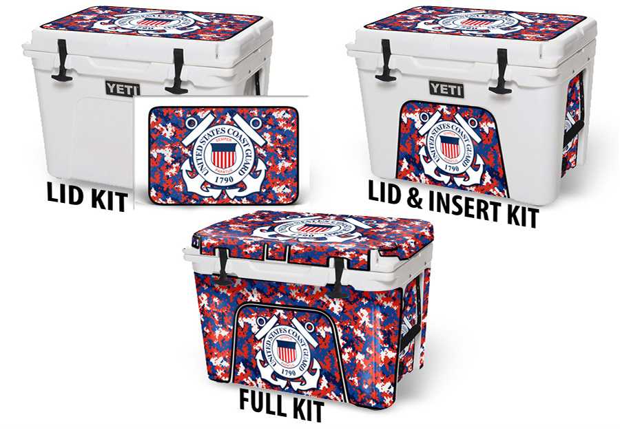 USATuff Cooler Accessories Ice Chest Graphic Sticker Skin Decal Kits - USA Coast Guard