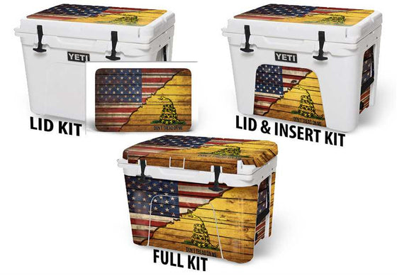 USATuff Cooler Accessories Ice Chest Graphic Sticker Skins Decal Kits - USA Gadsden Split Don’t Tread