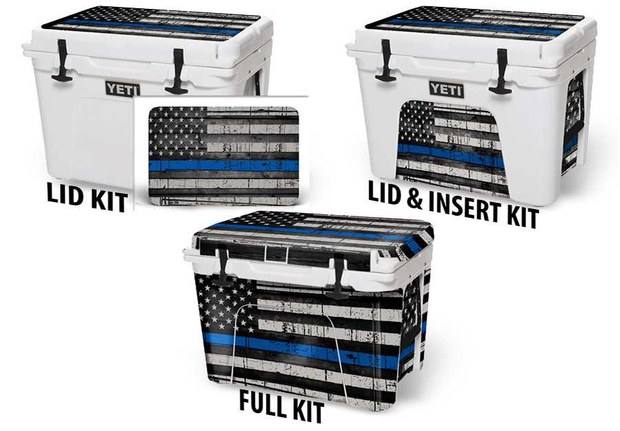 Blue Line First Responder Design - YETI, RTIC, Ozark Trail Cooler Wrap