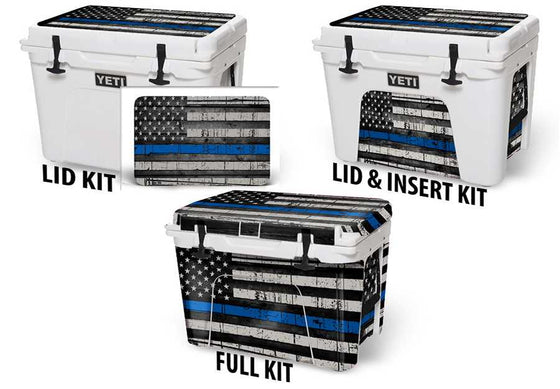 USATuff Cooler Accessories Ice Chest Graphic Sticker Decal Kits - USA Blue Line