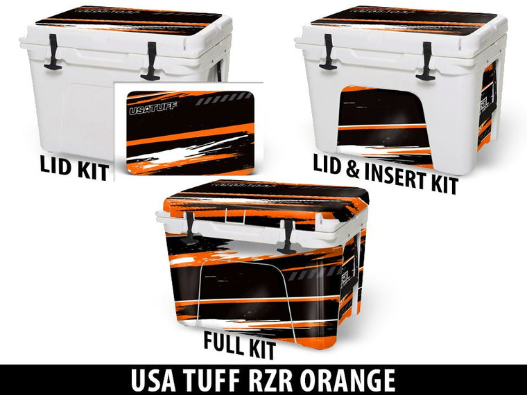 USATuff Cooler Accessories Ice Chest Graphic Sticker Decal Kits - RZR Design Orange