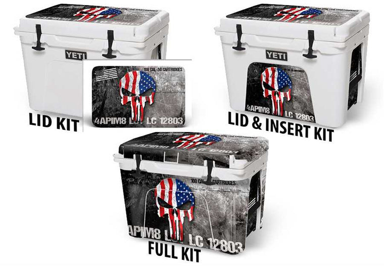 USATuff Cooler Accessories Ice Chest Graphic Sticker Decal Kits - USA Ammo Skull