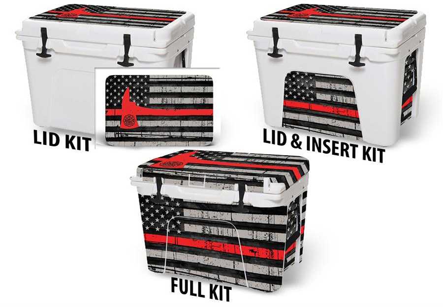 USATuff Cooler Accessories Ice Chest Graphic Sticker Decal Kits - USA Red Line Axe