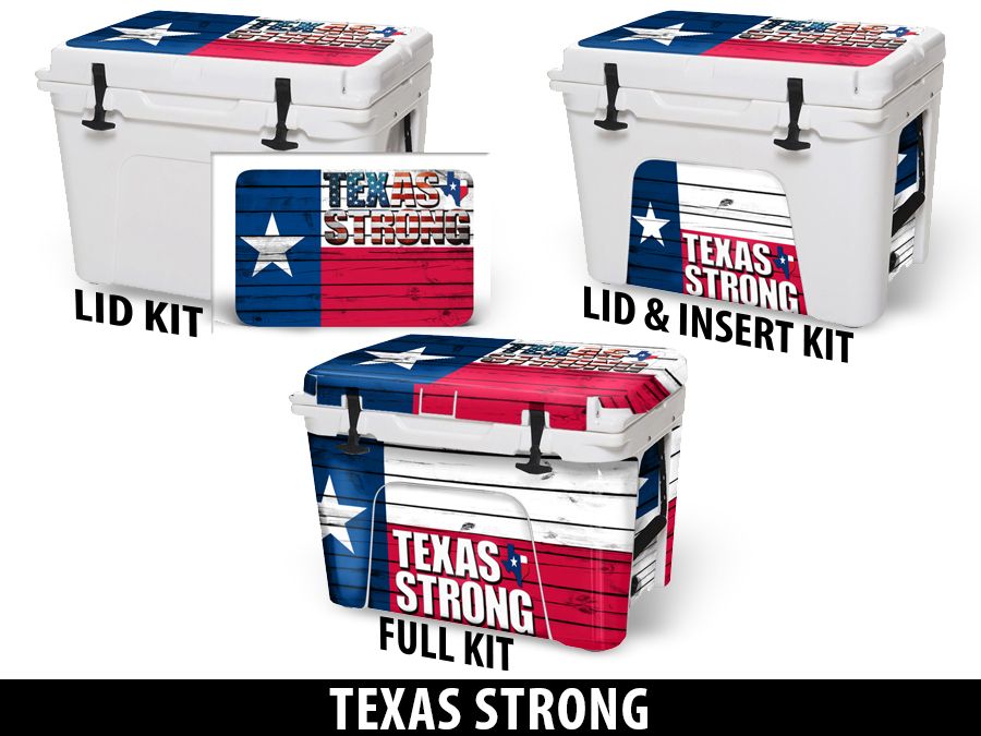 USATuff Cooler Accessories Ice Chest Graphic Sticker Decal Kits - Texas Strong