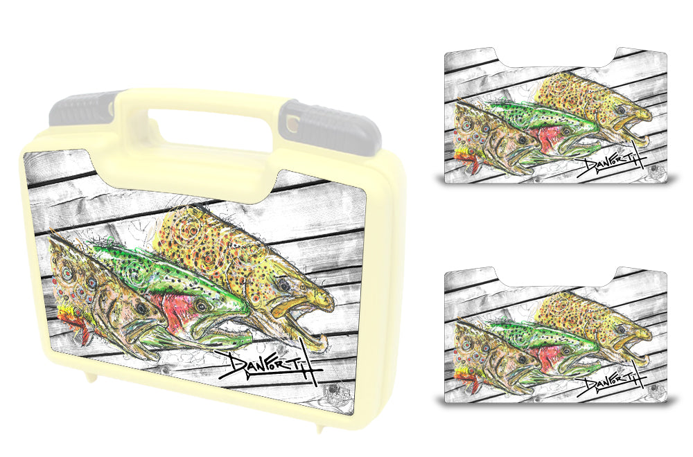 USATuff Wrap For Cliff Outdoors Bugger Beast and Bugger Junior Fly Boxes Graphic Sticker Decal Kits Triple Trout by David Danforth