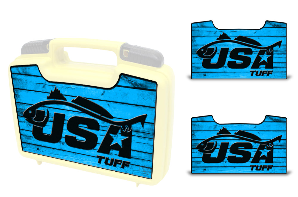 USATuff Wrap For Cliff Outdoors Bugger Beast and Bugger Junior Fly Boxes Graphic Sticker Decal Kits Redfish Blue
