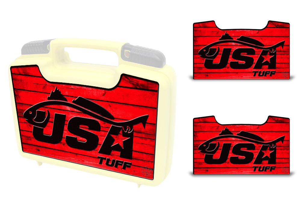 USATuff Wrap For Cliff Outdoors Bugger Beast and Bugger Junior Fly Boxes Graphic Sticker Decal Kits Redfish Red