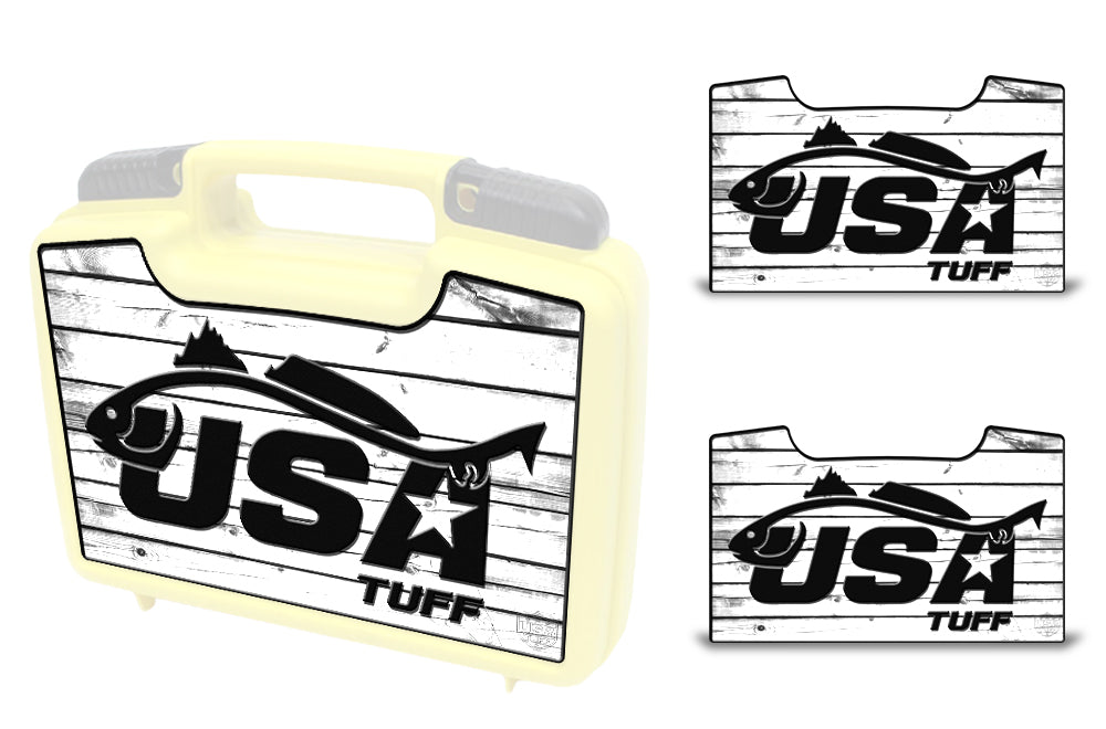 USATuff Wrap For Cliff Outdoors Bugger Beast and Bugger Junior Fly Boxes Graphic Sticker Decal Kits Redfish White