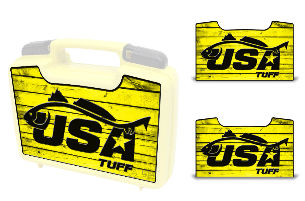 USATuff Wrap For Cliff Outdoors Bugger Beast and Bugger Junior Fly Boxes Graphic Sticker Decal Kits Redfish Yellow
