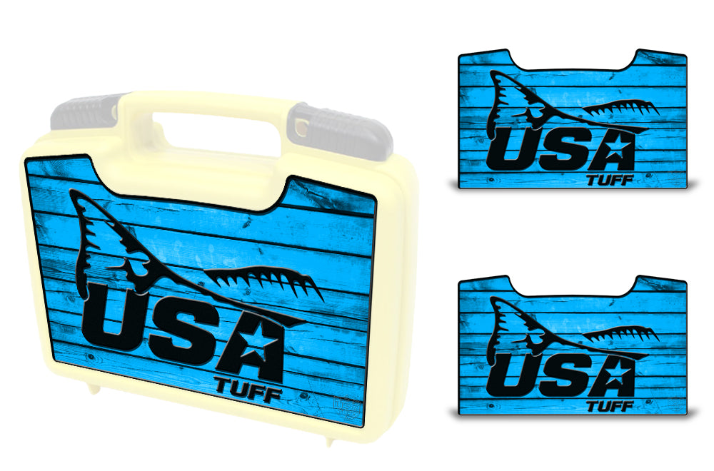 USATuff Wrap For Cliff Outdoors Bugger Beast and Bugger Junior Fly Boxes Graphic Sticker Decal Kits Redfish Tail Blue
