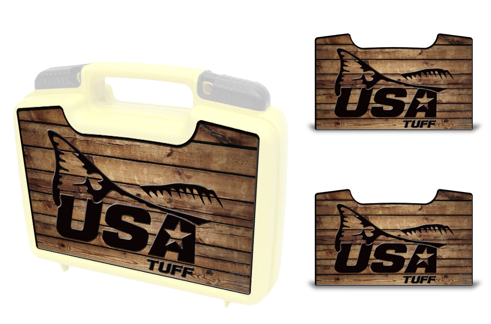 USATuff Wrap For Cliff Outdoors Bugger Beast and Bugger Junior Fly Boxes Graphic Sticker Decal Kits Redfish Tail Wood
