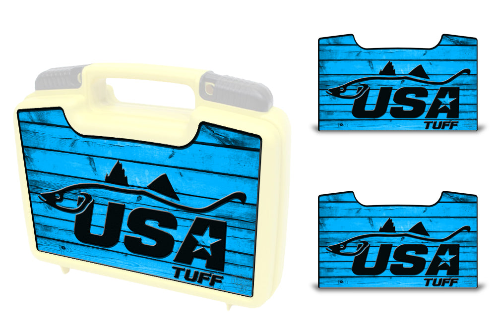 USATuff Wrap For Cliff Outdoors Bugger Beast and Bugger Junior Fly Boxes Graphic Sticker Decal Kits Snook Blue