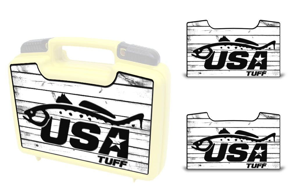 USATuff Wrap For Cliff Outdoors Bugger Beast and Bugger Junior Fly Boxes Graphic Sticker Decal Kits Trout White