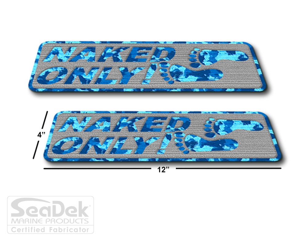 SeaDek Traction Step Pad | 2 Piece Set | 12x4 | StormGray-AquaCamo - Naked Only Stacked