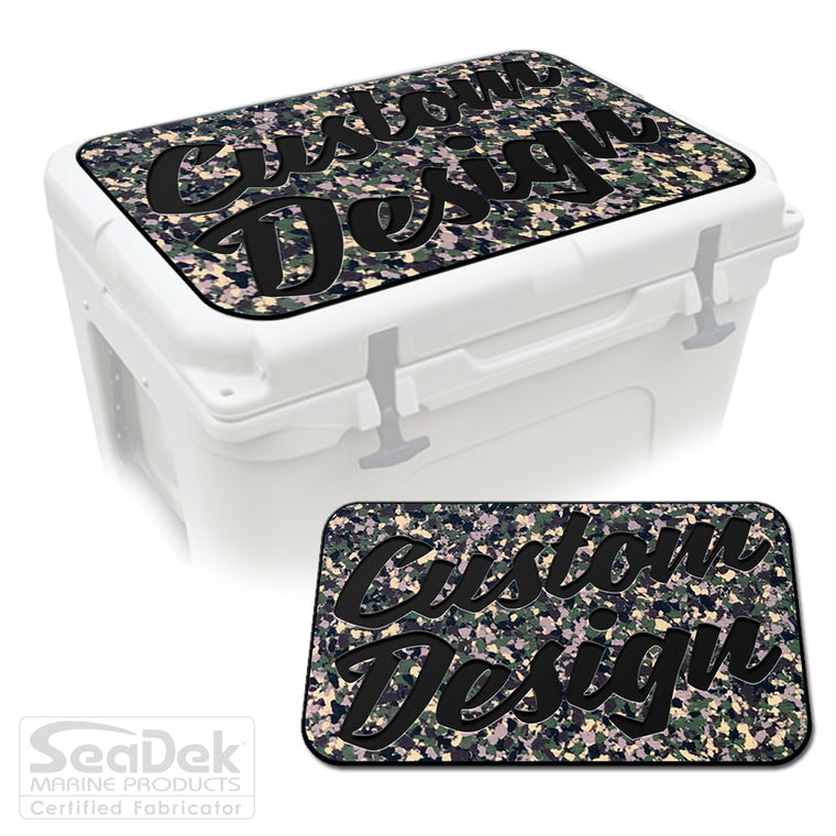 Custom SeaDek Cooler Pad in ArmyCamo-Black - Personalized EVA foam top for YETI and RTIC coolers
