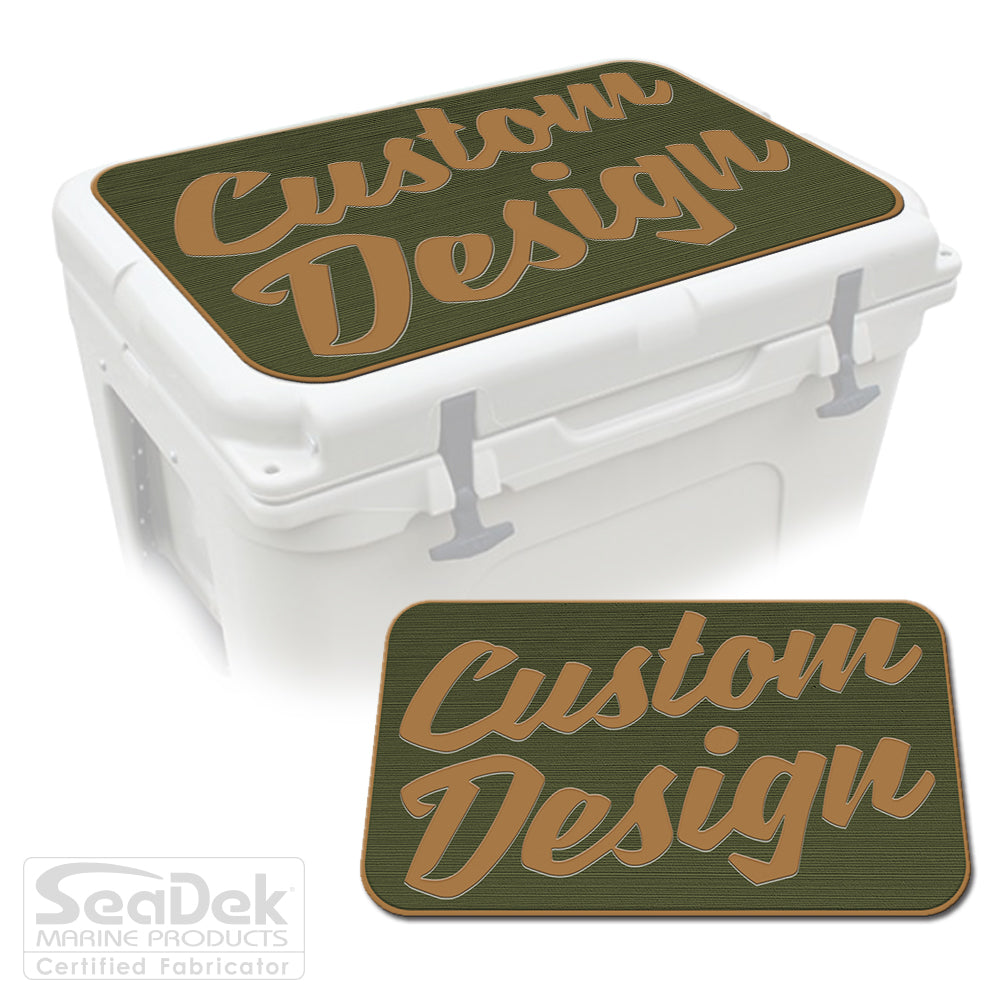 Custom SeaDek Cooler Pad in OliveGreen-Mocha - Personalized EVA foam top for YETI and RTIC coolers