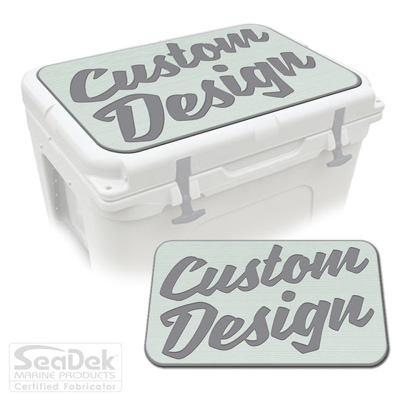 Custom SeaDek Cooler Pad in Seafoam-StormGray - Personalized EVA foam top for YETI and RTIC coolers