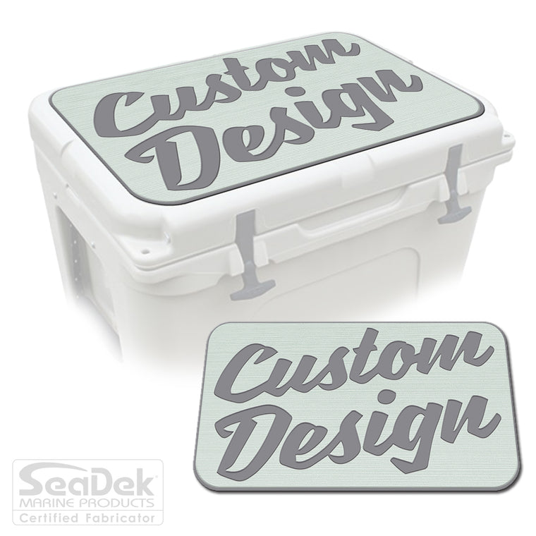 Custom SeaDek Cooler Pad in Seafoam-StormGray - Personalized EVA foam top for YETI and RTIC coolers