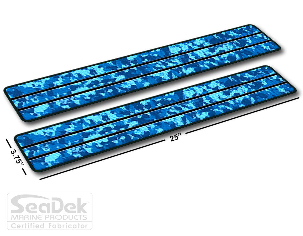 SeaDek Traction Step Pad | 2 Piece Set | 25x3.75 | AquaCamo-Black - Teak Design