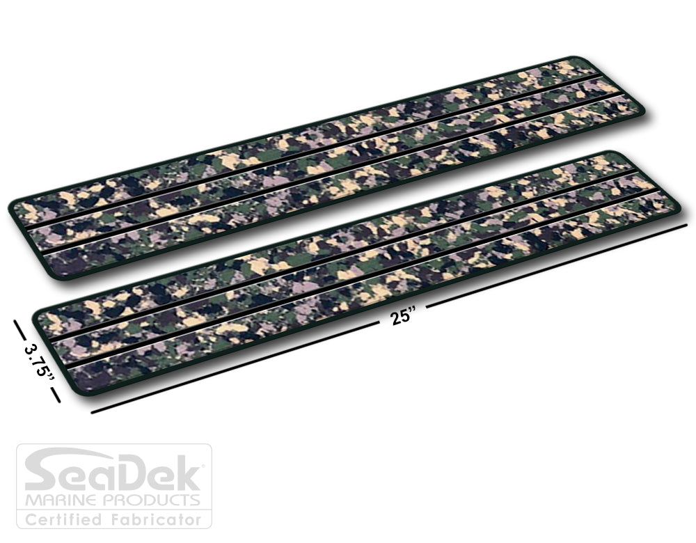 SeaDek Traction Step Pad | 2 Piece Set | 25x3.75 | ArmyCamo-Black - Teak Design