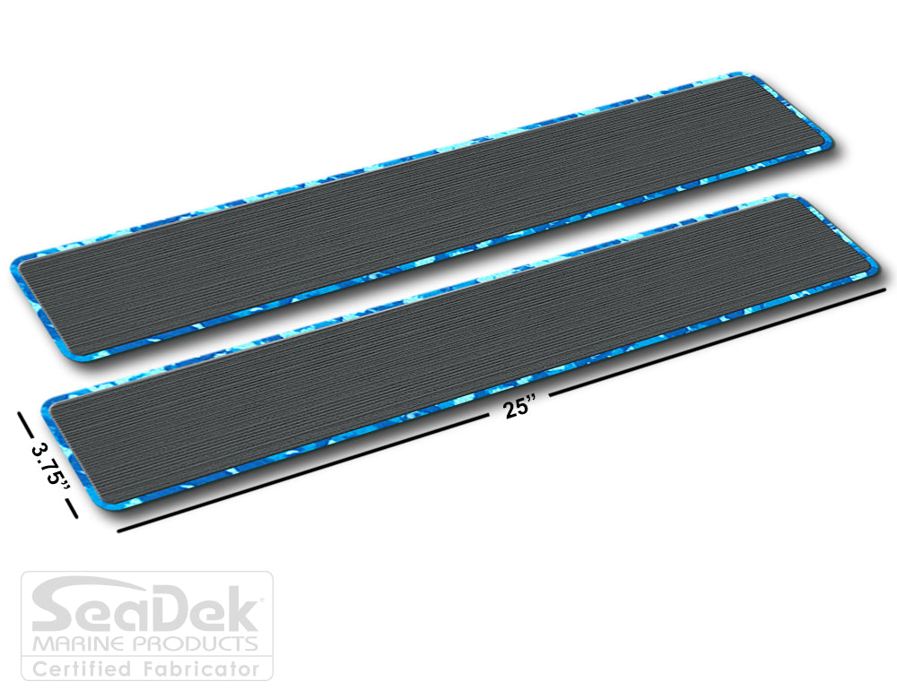 SeaDek Traction Step Pad | 2 Piece Set | 25x3.75 | DarkGray-AquaCamo - Blank Design