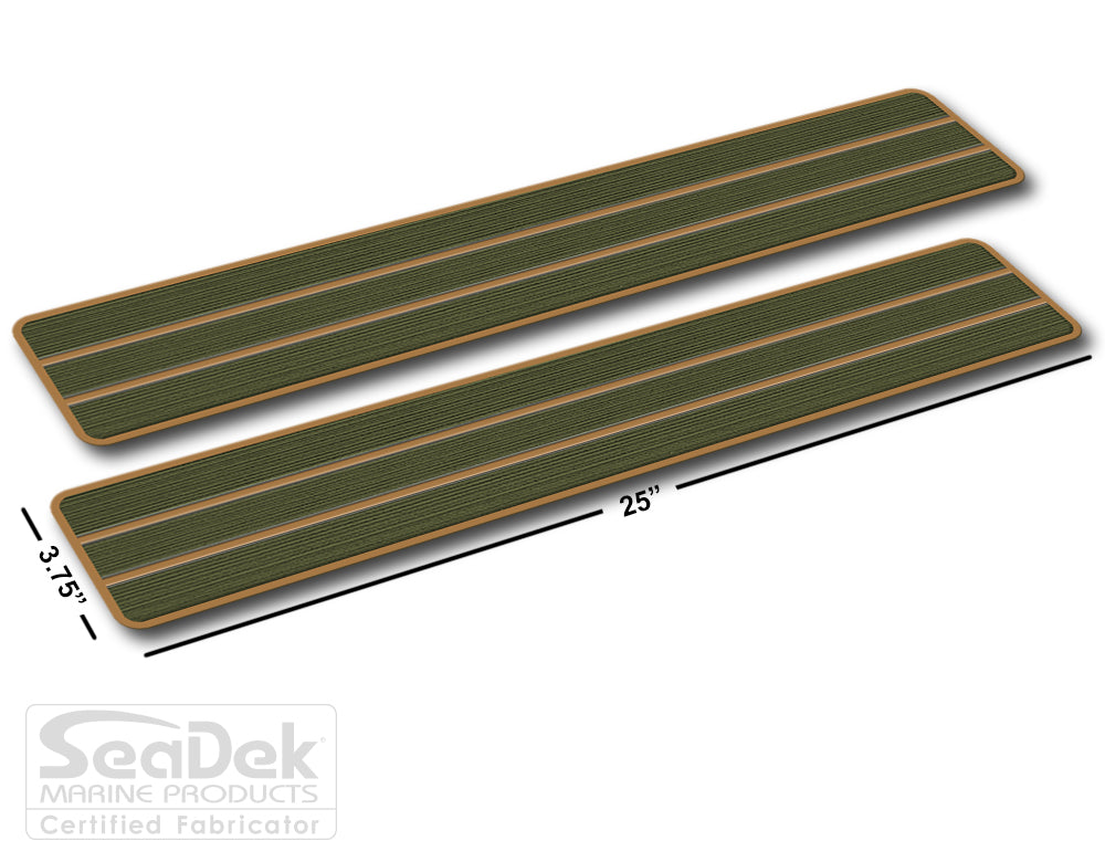 SeaDek Traction Step Pad | 2 Piece Set | 25x3.75 | OliveGreen-Mocha - Teak Design