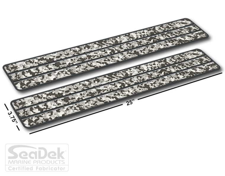SeaDek Traction Step Pad | 2 Piece Set | 25x3.75 | SnowCamo-Dark-Gray - Teak Design