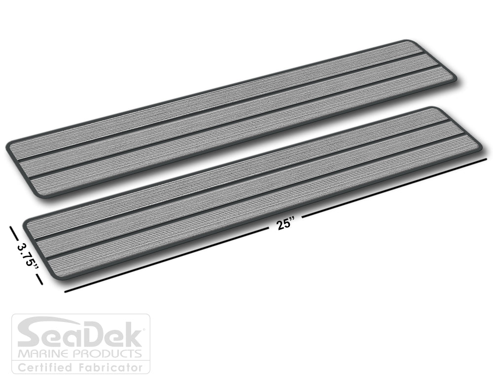 SeaDek Traction Step Pad | 2 Piece Set | 25x3.75 | StormGray-DarkGray - Teak Design