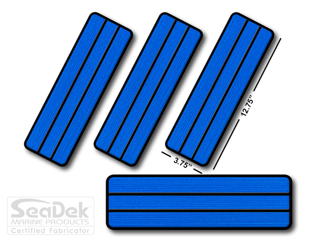 SeaDek Traction Step Pad | 4 Piece Set | 12.75x3.75 | BiminiBlue-Black - Teak Design
