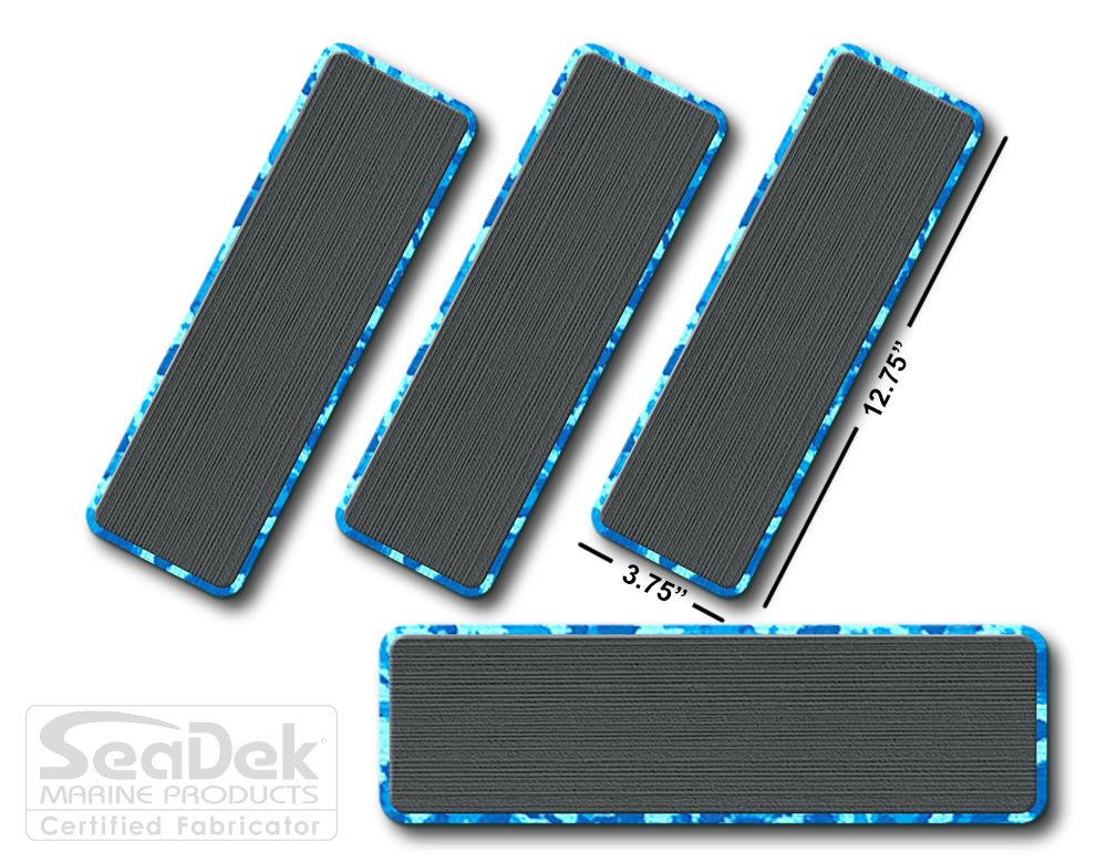 SeaDek Traction Step Pad | 4 Piece Set | 12.75X3.75 | DarkGray-AquaCamo - Blank Design