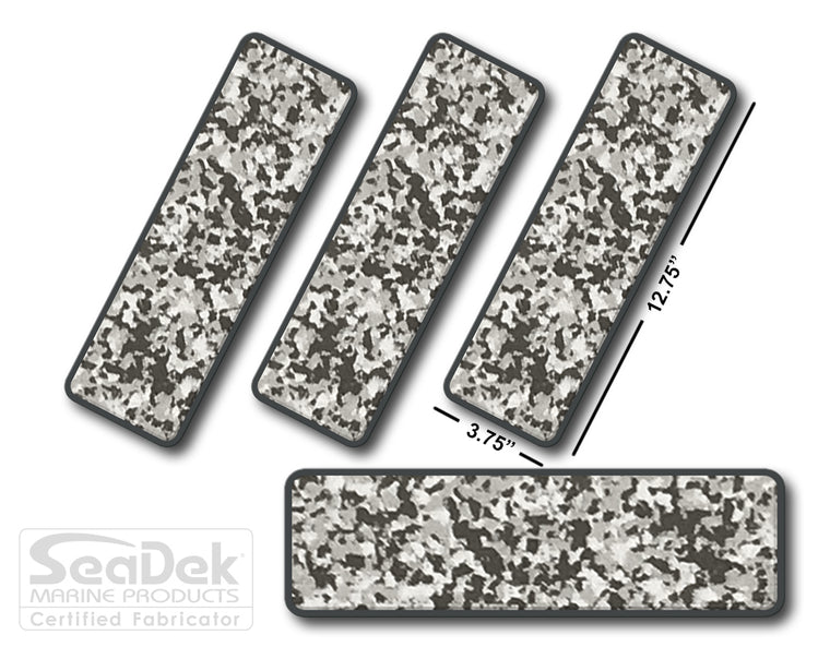 SeaDek Traction Step Pad | 4 Piece Set | 12.75X3.75 | SnowCamo-Dark-Gray - Blank Design