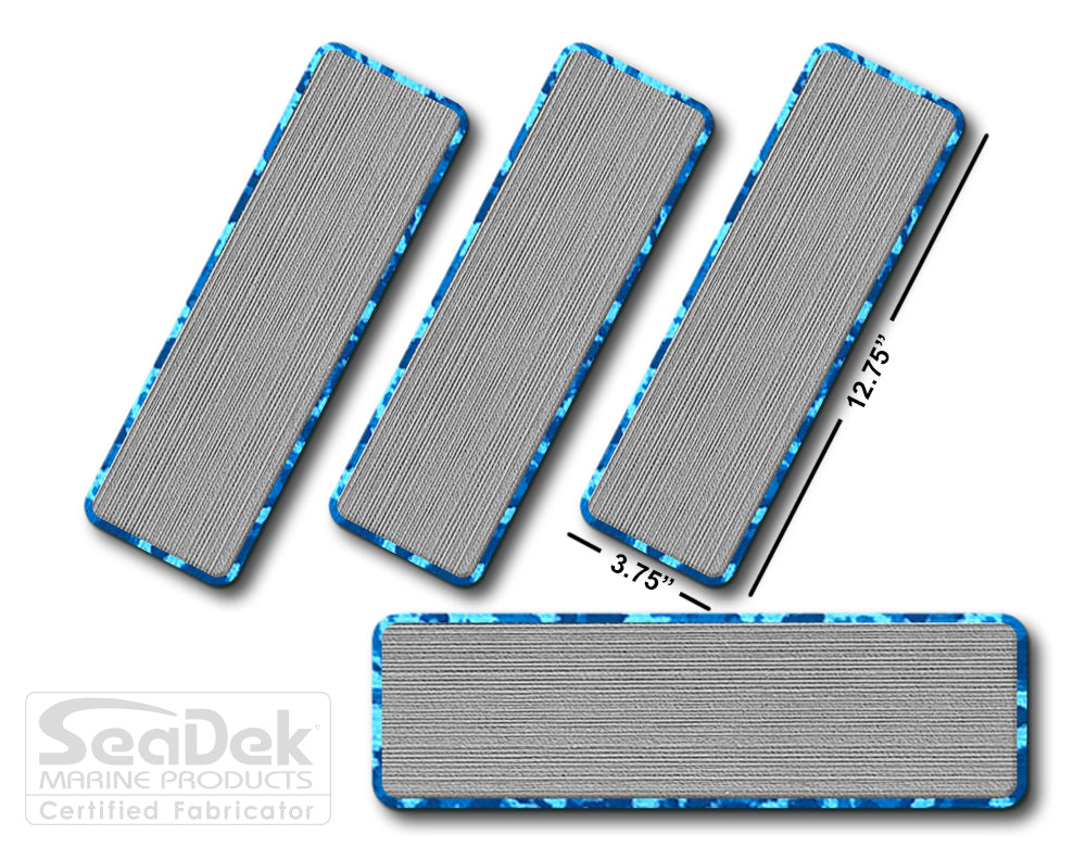 SeaDek Traction Step Pad | 4 Piece Set | 12.75X3.75 | StormGray-AquaCamo - Blank Design