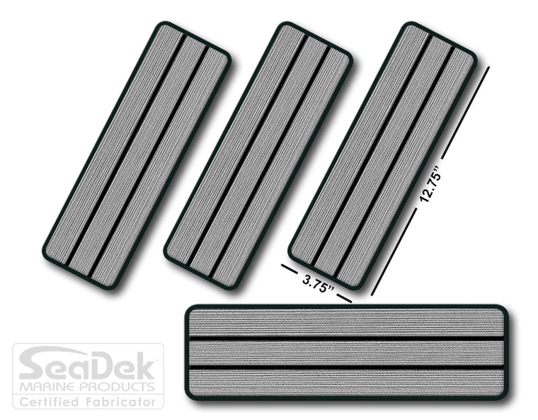 SeaDek Traction Step Pad | 4 Piece Set | 12.75x3.75 | StormGray-Black - Teak Design